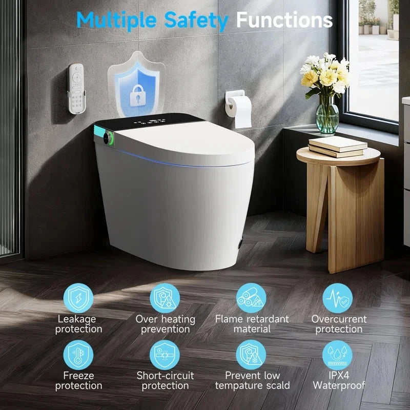 Smart Toilet Tankless Bidet Wash Auto Open Lid Heated Seat