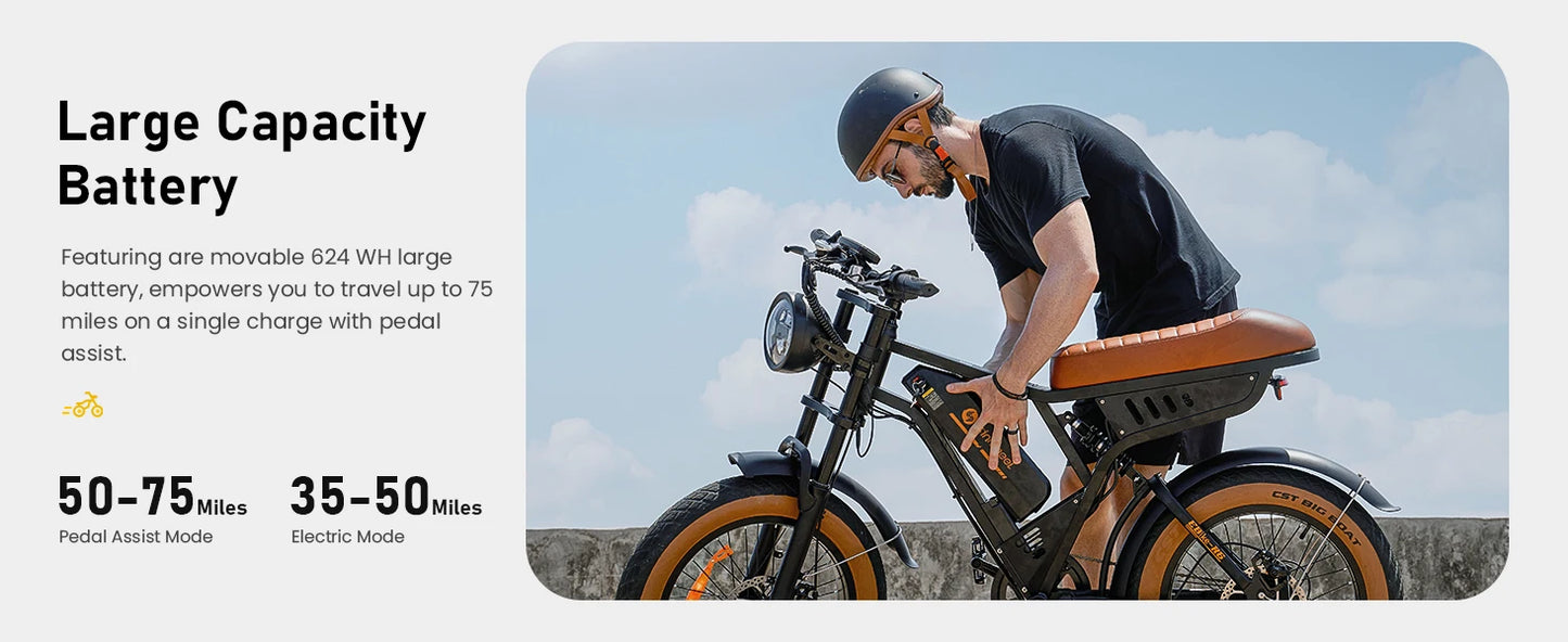 R6 900W Ebike Fat Tire Commuter Electric Mountain Bike