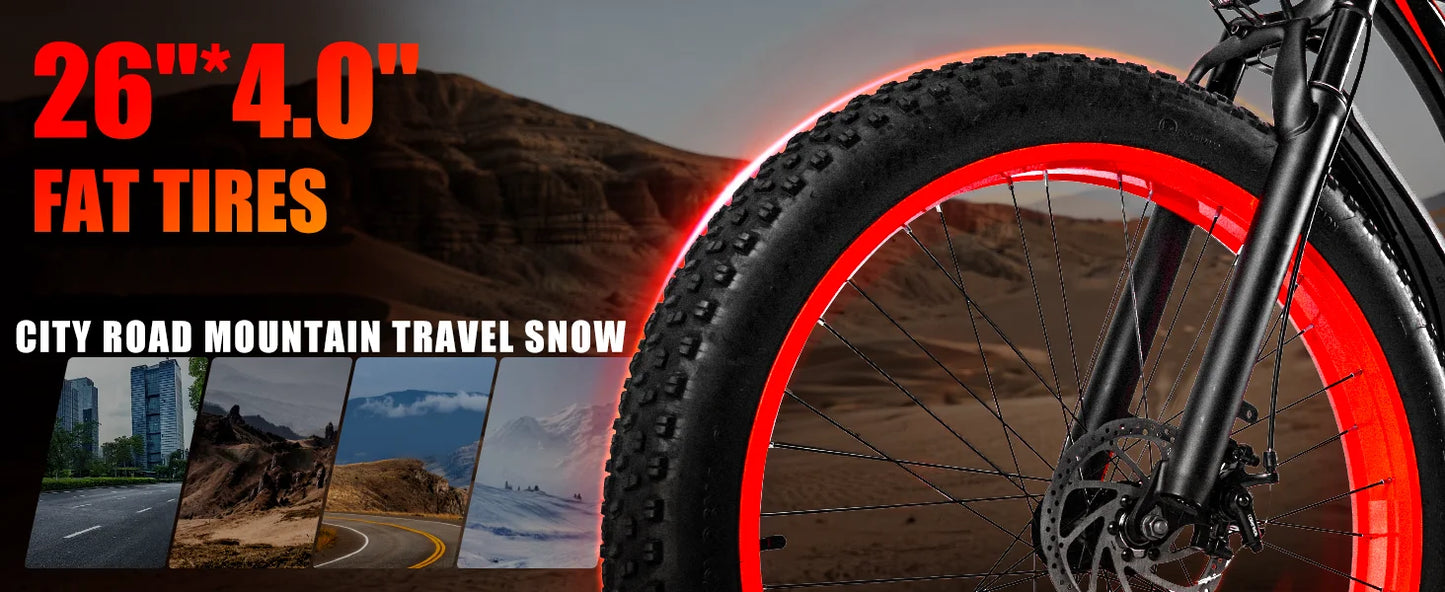 EOEOTWOC 1500W Electric Fat Tire Ebike 34MPH Mountain Bike