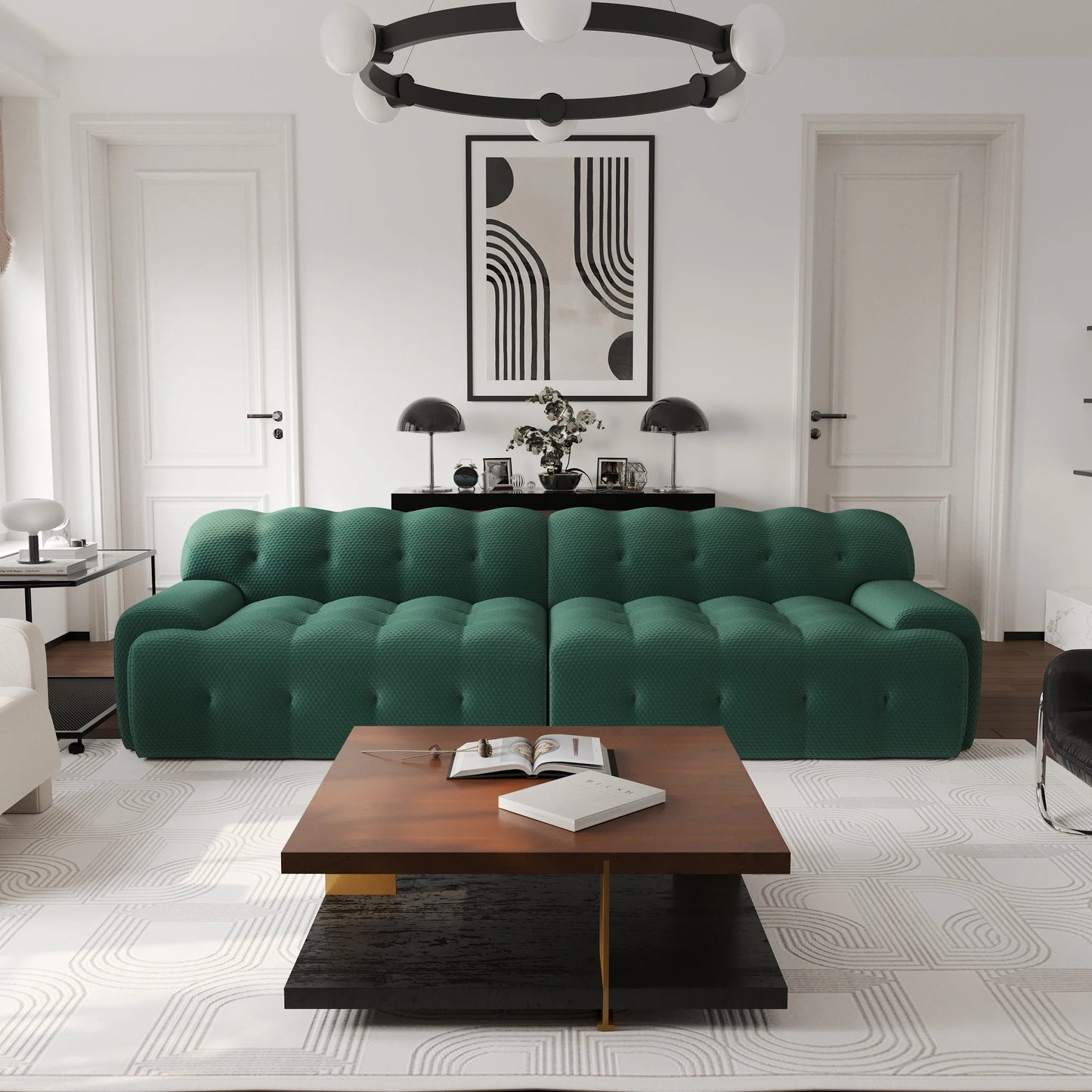 Sdorens Modular Sectional Sofa Curved 3D Mesh Fabric Living Room