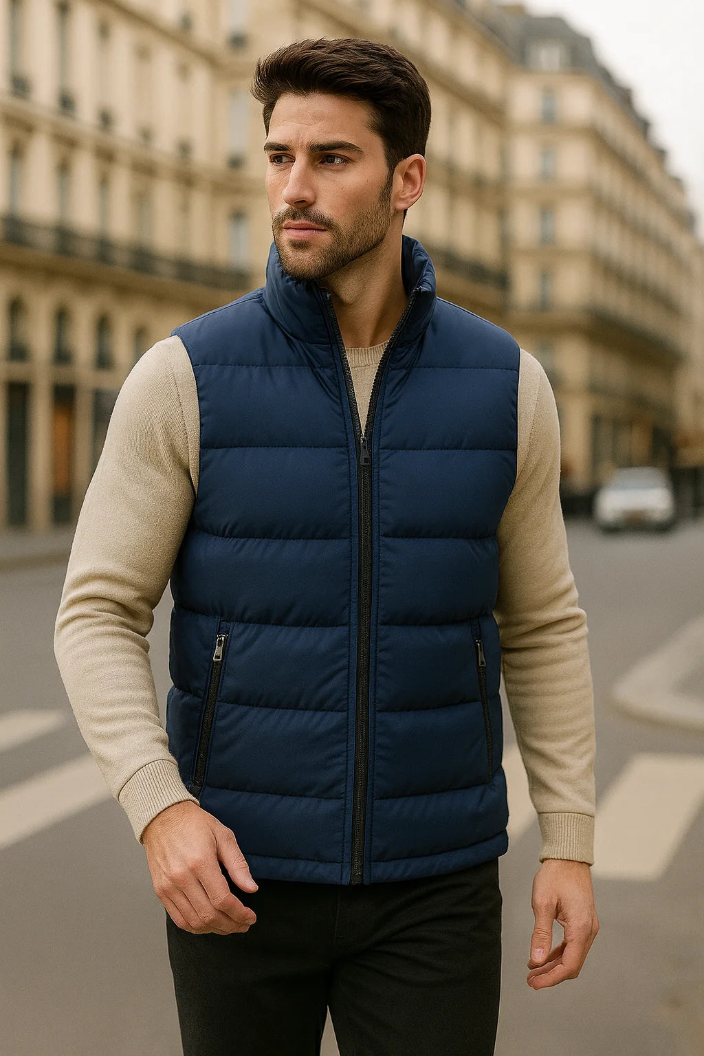 Men Cotton Sleeveless Vest Casual Zipper Waistcoat For Daily Wear