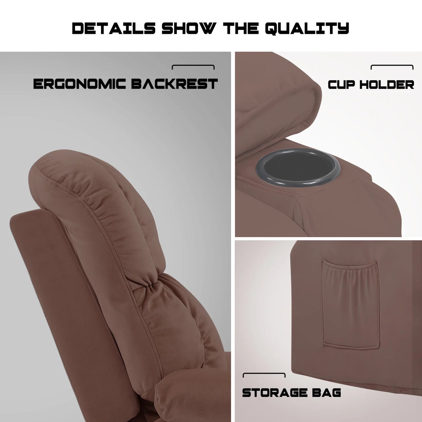 Comhoma Recliner Chair Swivel Rocker With Cup Holders