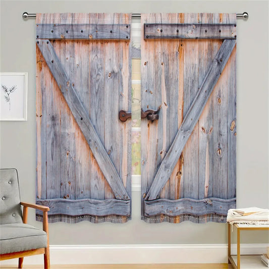 Anhui Rustic Wood Curtains Barn Door Design Living Room