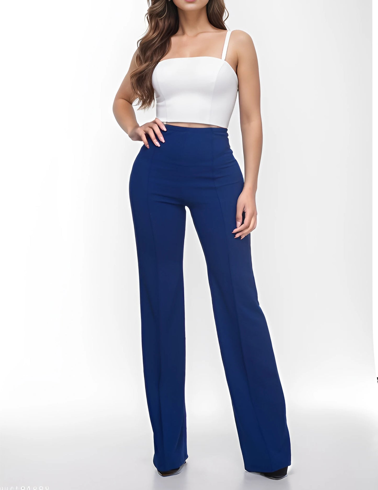 FANALACN Women Cotton Blend Wide Leg Dress Pants Casual