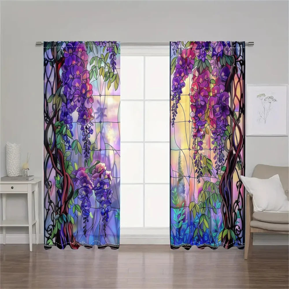 Anhui Wisteria Stained Glass Curtains Dreamy Living Room