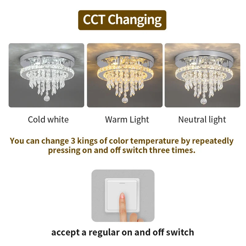 VETRULUS Modern K9 LED Crystal Ceiling Lamp Chandelier Pendant Smart