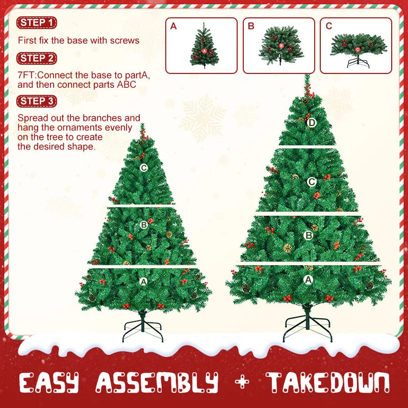Classic Pine Christmas Tree With Metal Hinges And Branches