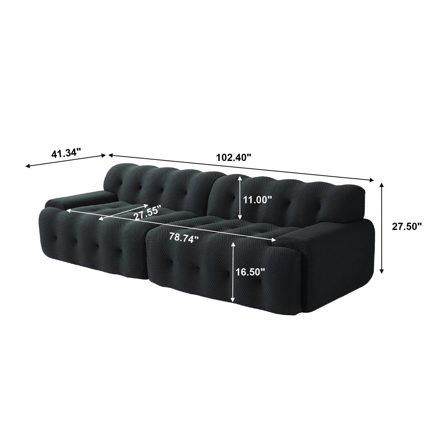 Sdorens Modular Sectional Sofa Curved 3D Mesh Fabric Living Room