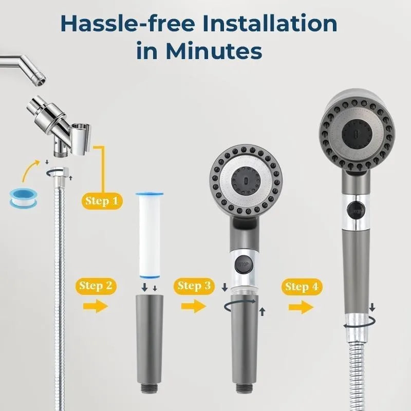 High Pressure Shower Head Handheld With 3 Spray Modes
