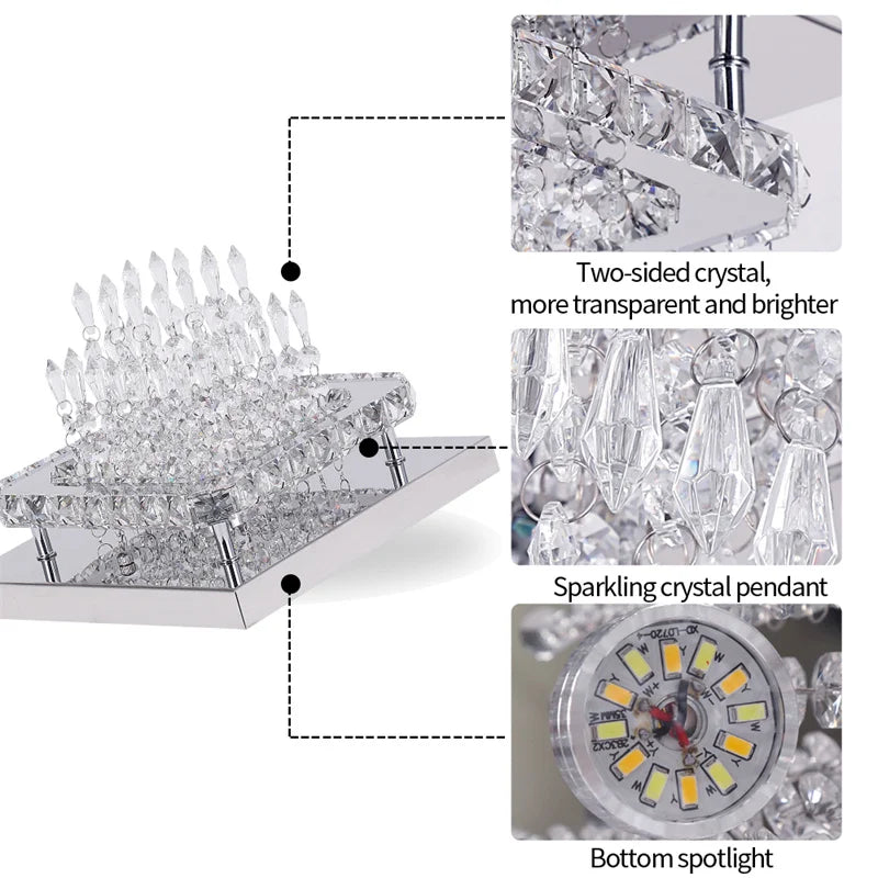 VETRULUS Modern K9 LED Crystal Ceiling Lamp Chandelier Pendant Smart