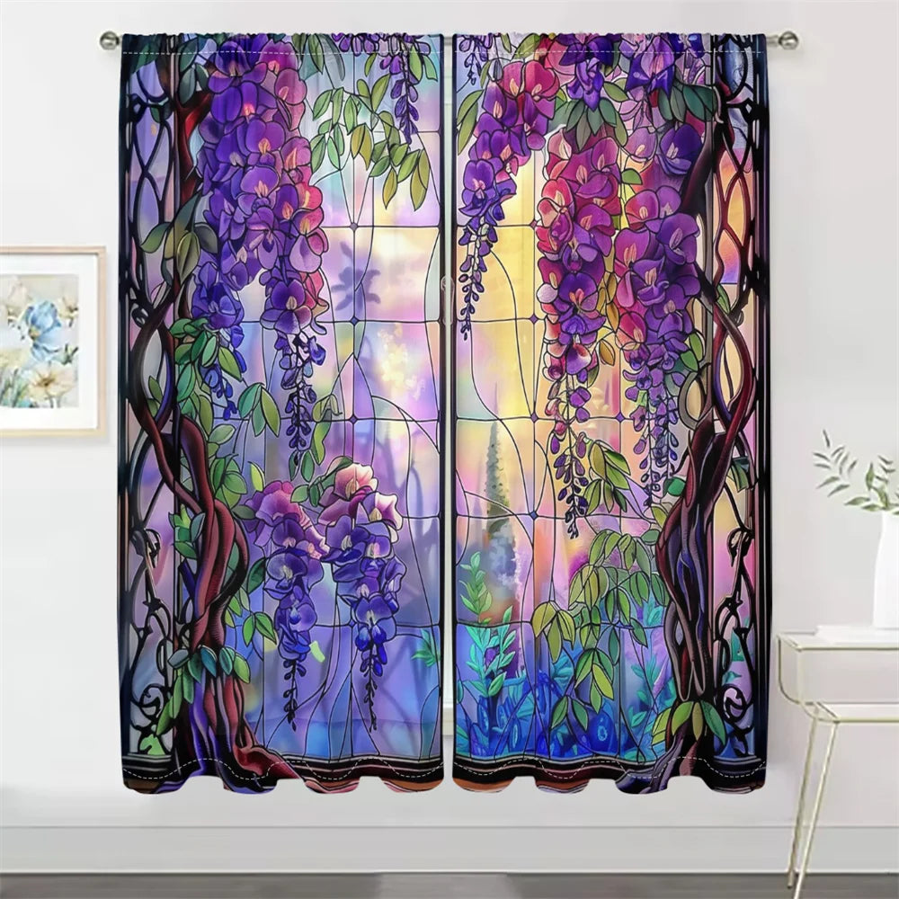 Anhui Wisteria Stained Glass Curtains Dreamy Living Room