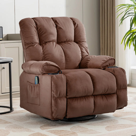 Comhoma Recliner Chair Swivel Rocker With Cup Holders