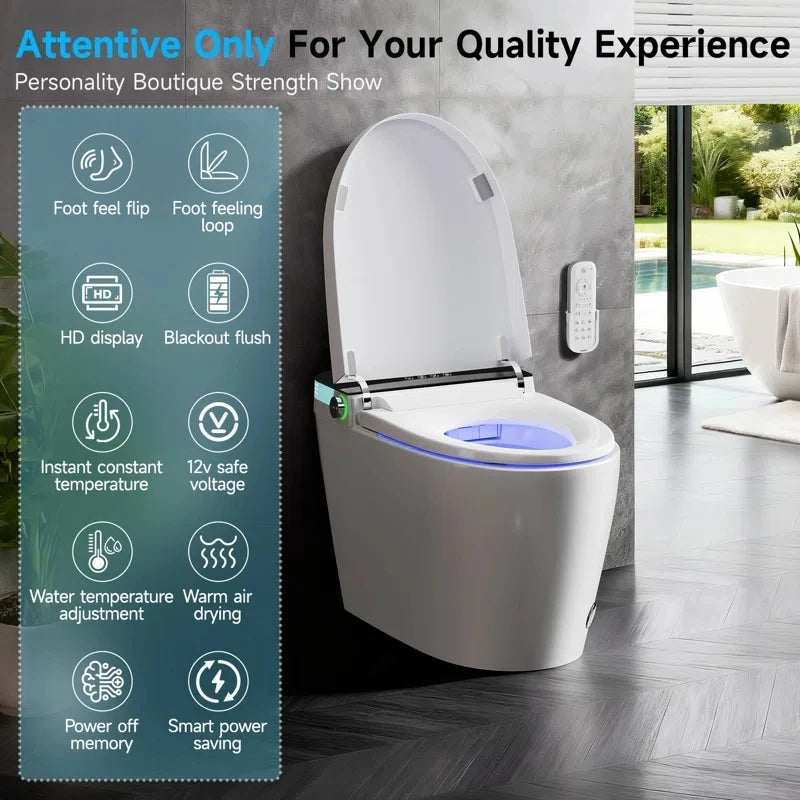Smart Toilet Tankless Bidet Wash Auto Open Lid Heated Seat
