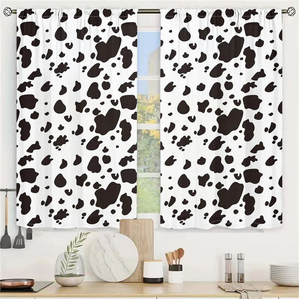 Anhui Animal Texture Cow Spots Farm Theme Curtains Set