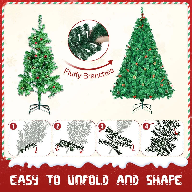Classic Pine Christmas Tree With Metal Hinges And Branches
