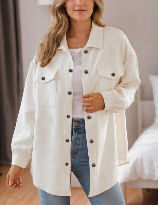 Guangdong Womens Pockets Jacket Flannel Coat Casual Fall