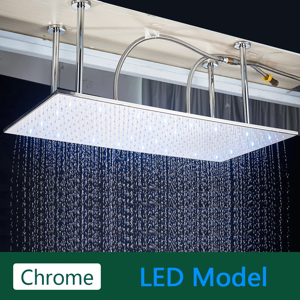 Rozin LED Rainfall Shower Head Ceiling Mounted With Installation Arm