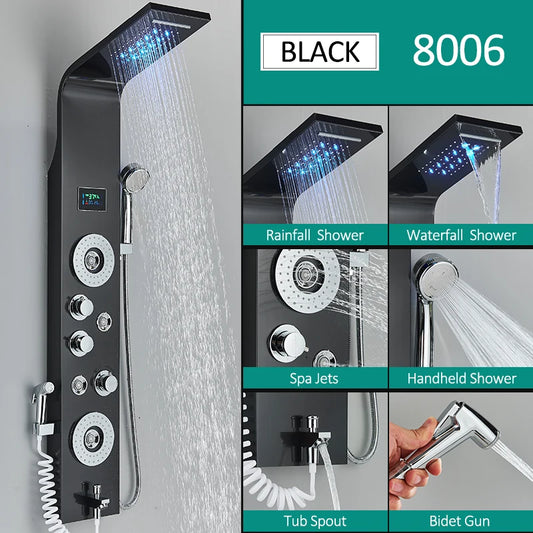 Quyanre LED Shower Panel Six Functions Column With Jets