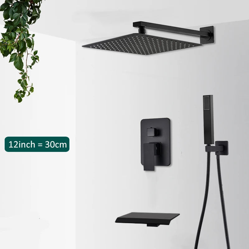 Quyanre Concealed InWall Digital Shower Faucet System With Tub Spout