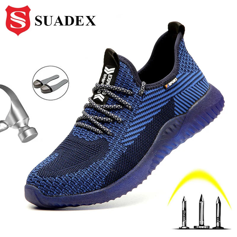 SUADEX Men Steel Toe Safety Work Shoes Breathable Slip Resistant