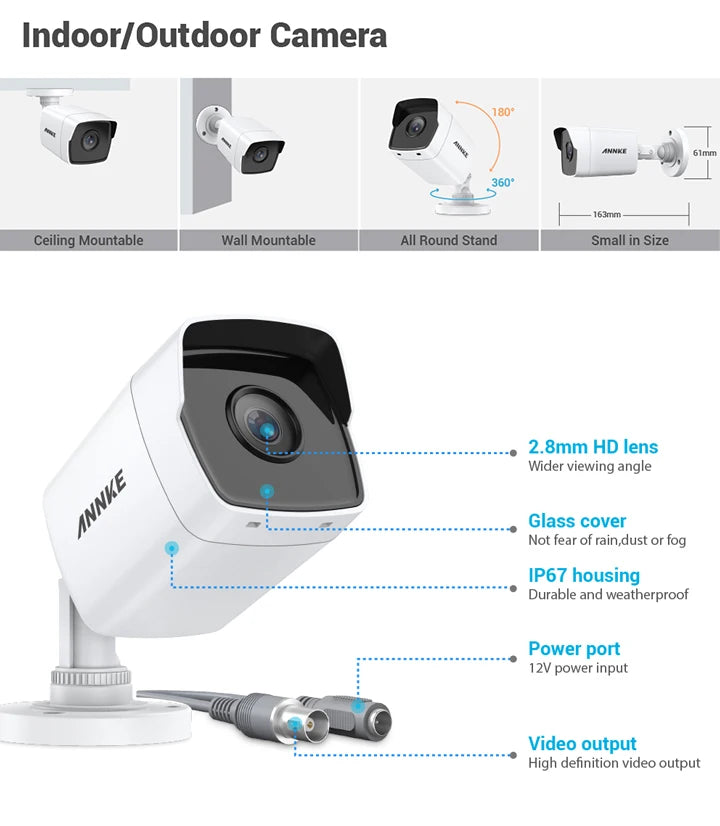 ANNKE H265 5MP Lite 8 Channel DVR CCTV Security System With 8 Outdoor Cameras