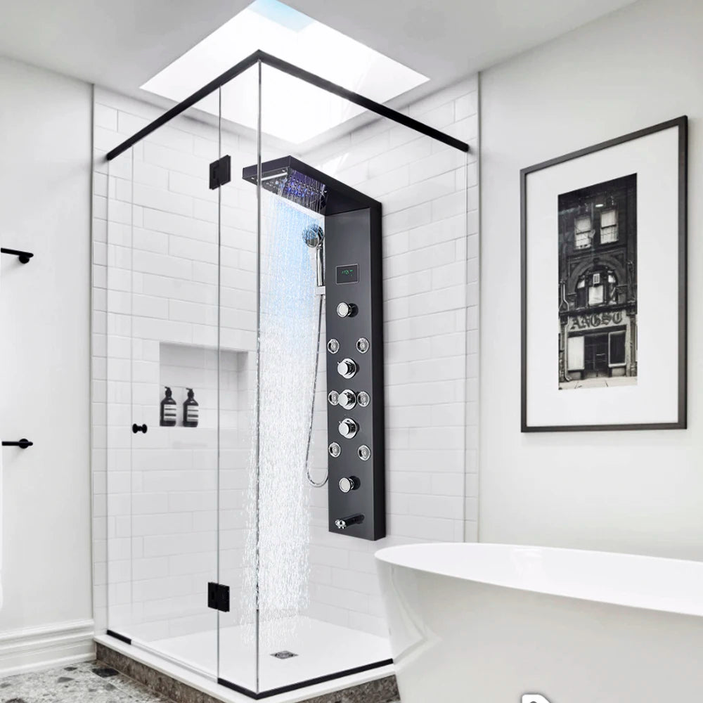 MYQualife LED Light Shower Panel Waterfall Digital Display Shower System