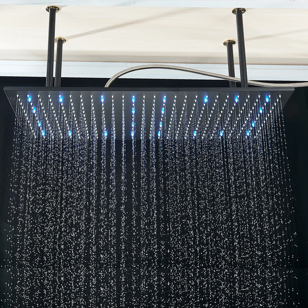 Rozin LED Rainfall Shower Head Ceiling Mounted With Installation Arm