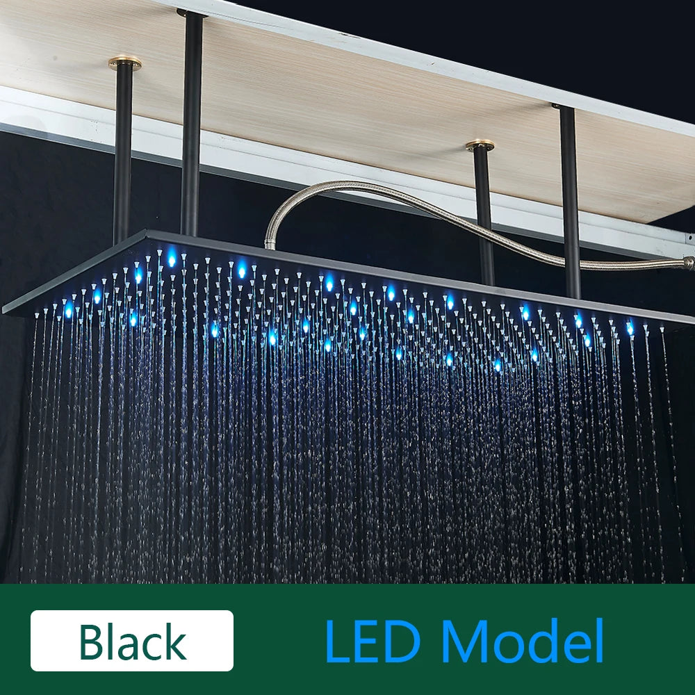 Rozin LED Rainfall Shower Head Ceiling Mounted With Installation Arm