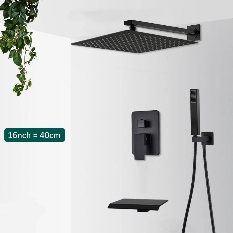 Quyanre Concealed InWall Digital Shower Faucet System With Tub Spout