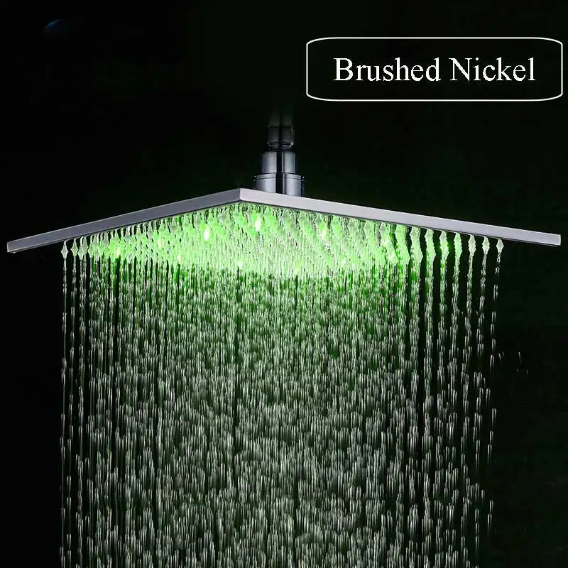 Rozin Brass Square LED Rainfall Shower Head With Wall Mount