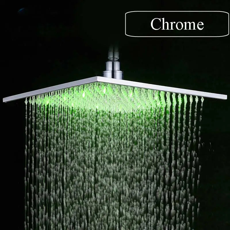 Rozin Brass Square LED Rainfall Shower Head With Wall Mount