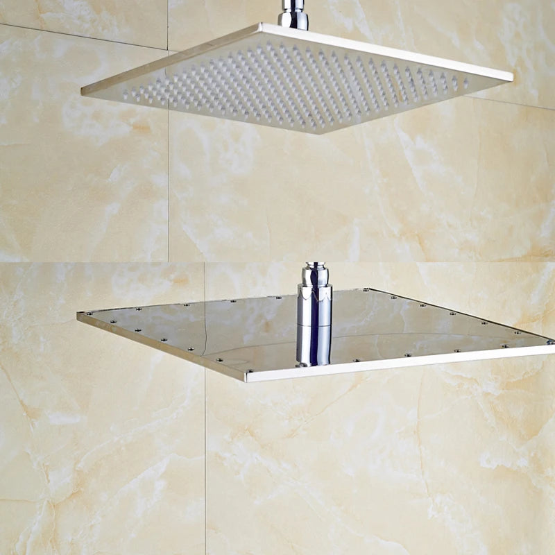 Rozin Brass Square LED Rainfall Shower Head With Wall Mount