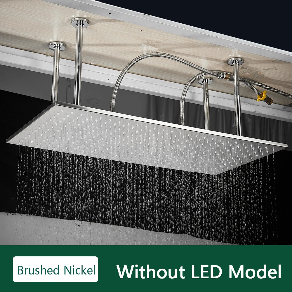 Rozin LED Rainfall Shower Head Ceiling Mounted With Installation Arm