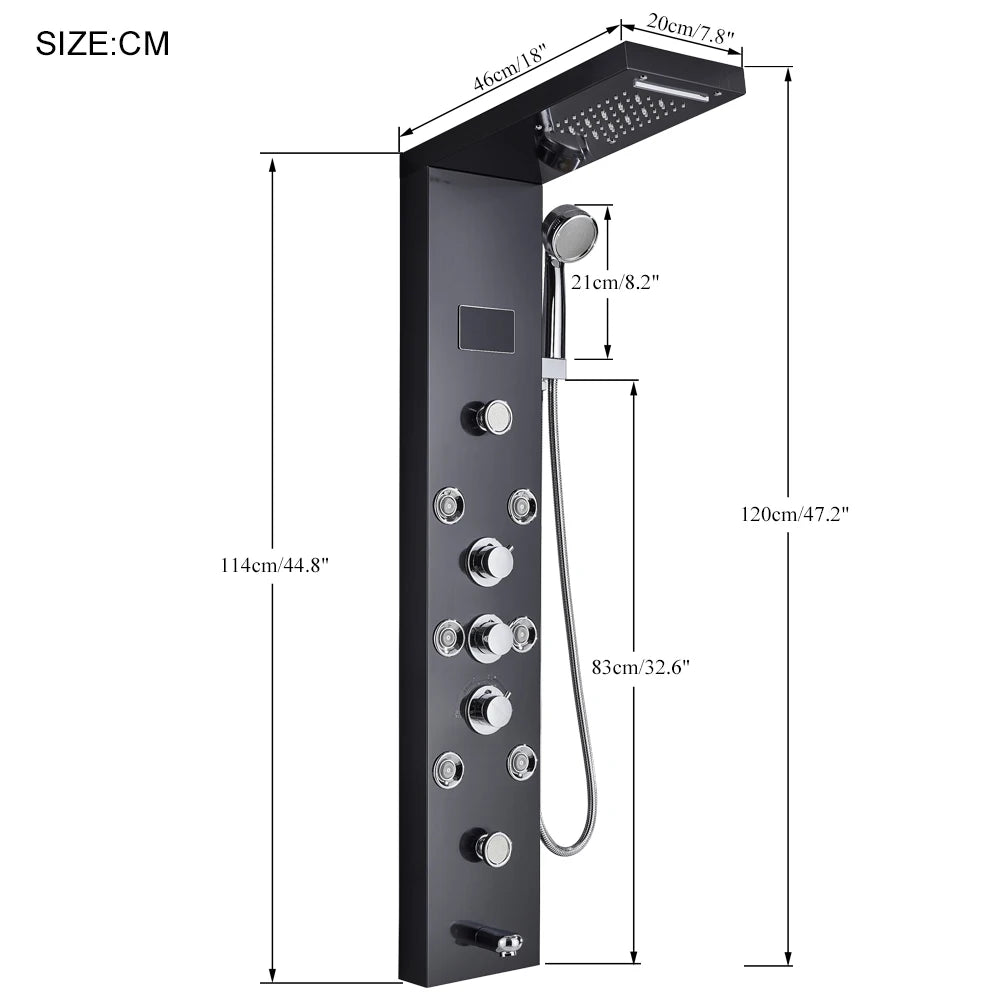 MYQualife LED Light Shower Panel Waterfall Digital Display Shower System