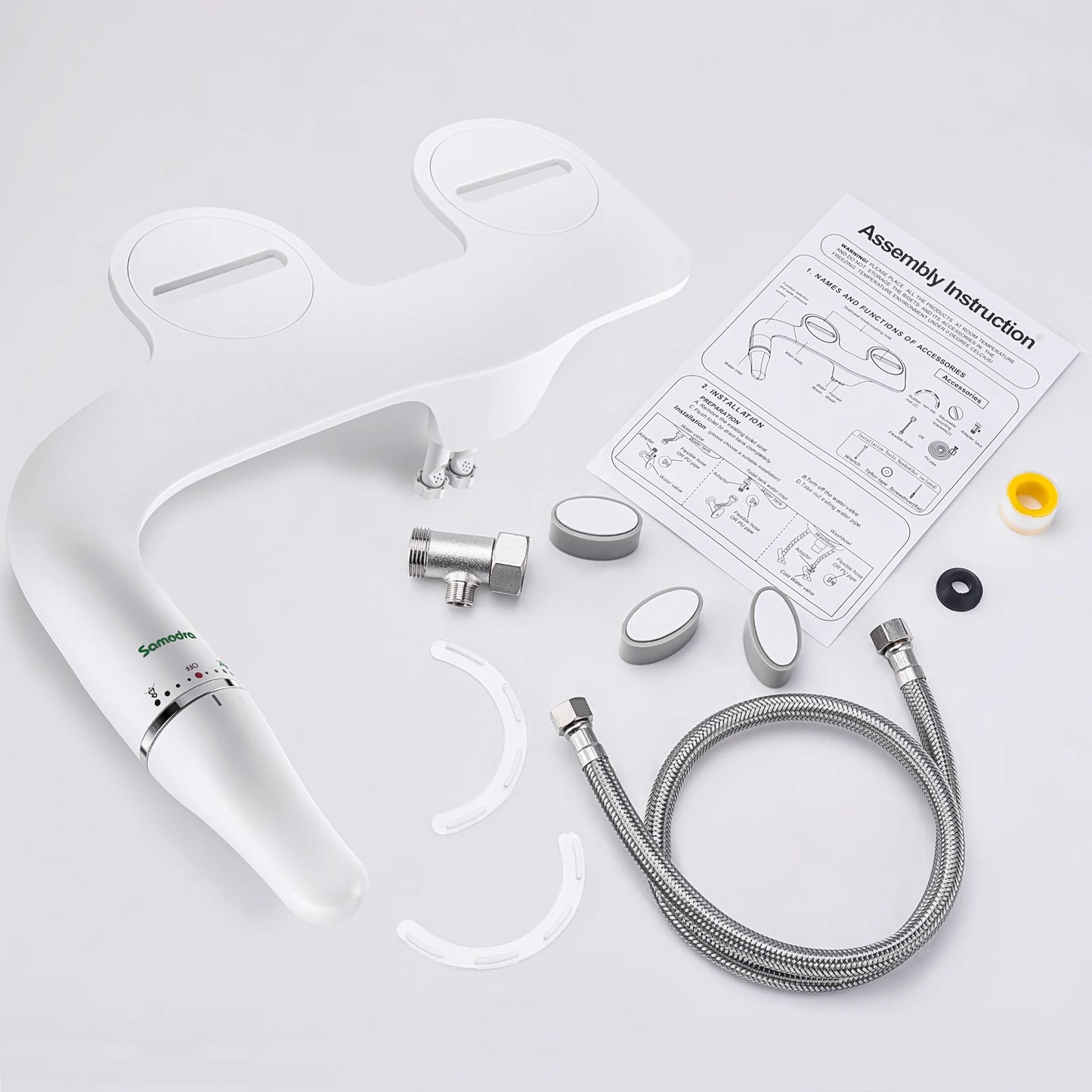 SAMODRA Ultra Slim Bidet Toilet Seat Attachment Brass Inlet