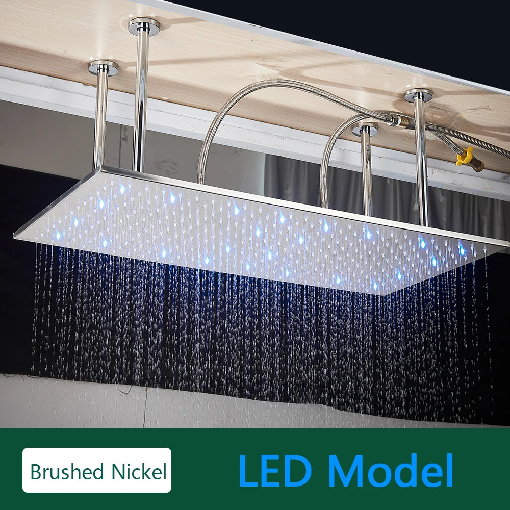Rozin LED Rainfall Shower Head Ceiling Mounted With Installation Arm