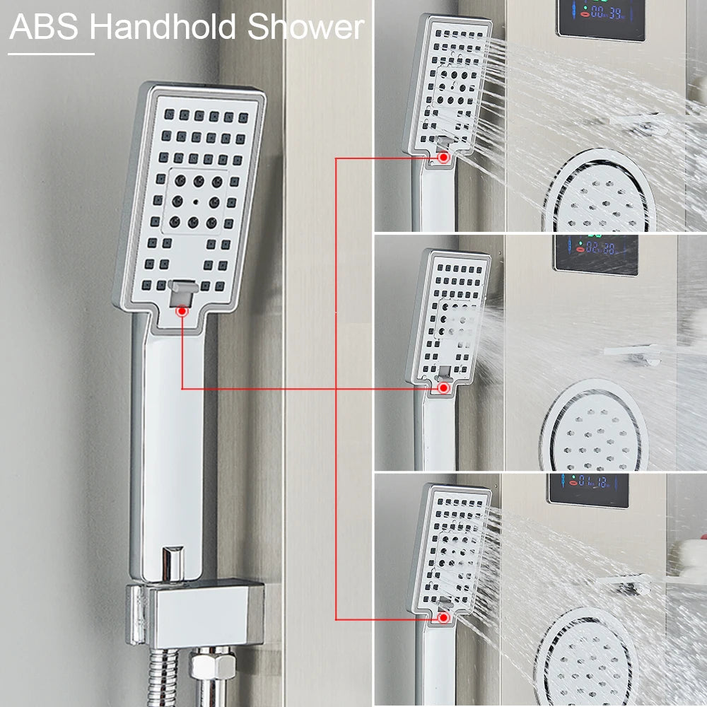 MYQualife LED Light Shower Panel Waterfall Digital Display Shower System