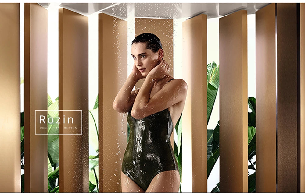 Rozin LED Rainfall Shower Head Ceiling Mounted With Installation Arm