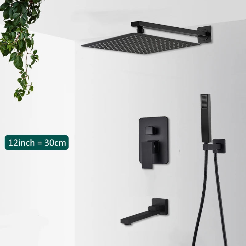 Quyanre Concealed InWall Digital Shower Faucet System With Tub Spout