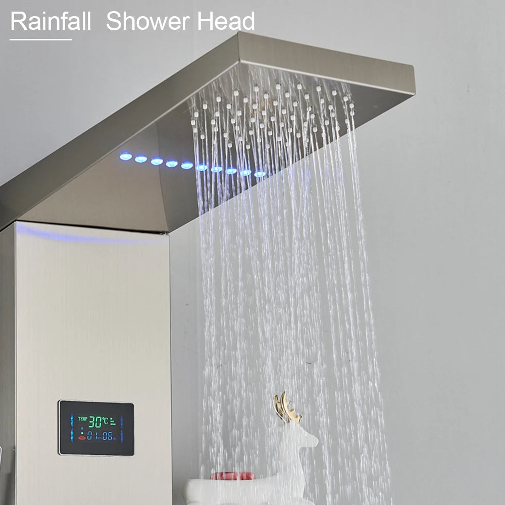MYQualife LED Light Shower Panel Waterfall Digital Display Shower System