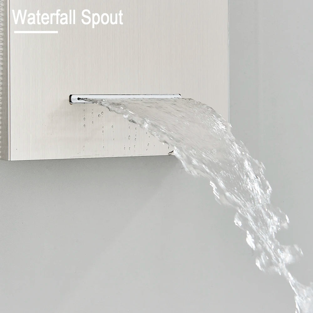 MYQualife LED Light Shower Panel Waterfall Digital Display Shower System