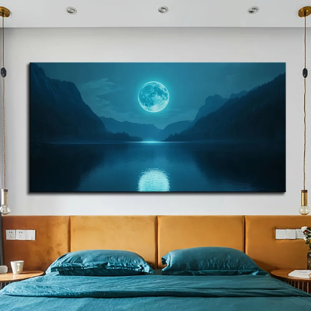 Hign-concerned Moon Ocean Landscape Full Moon Canvas Art
