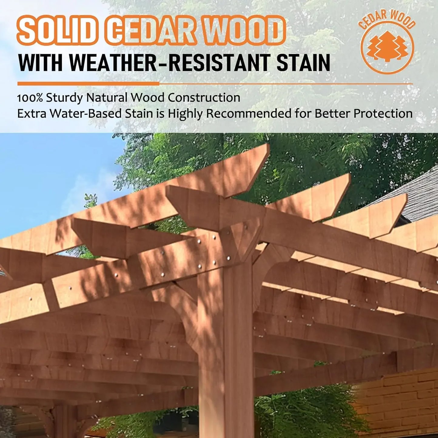 Cedar Wood Pergola Gazebo Flat Roof Outdoor Garden Patio Shelter