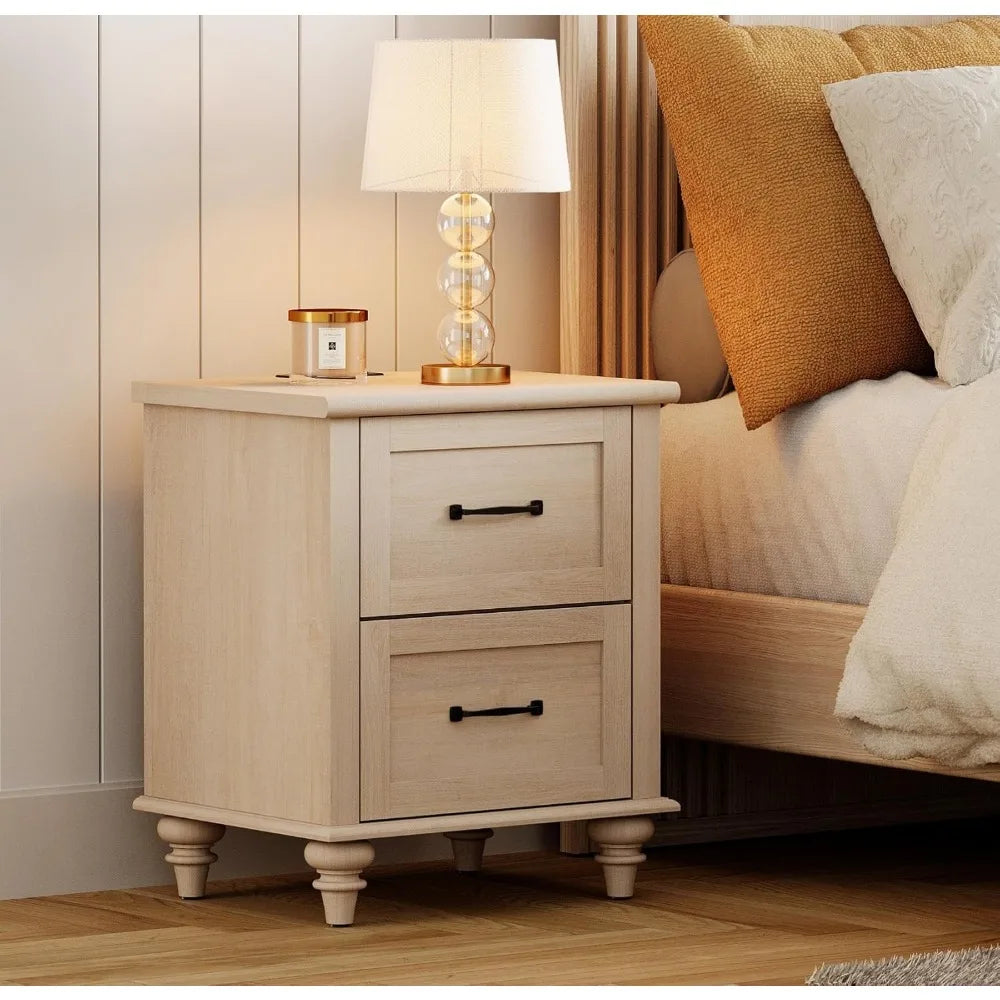 Ticify Set of 2 Nightstands With Charging Station Drawers