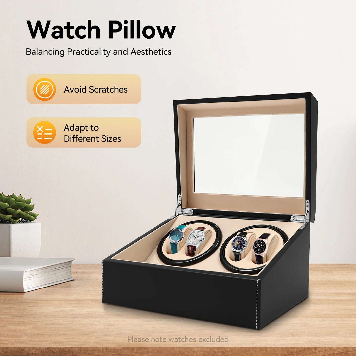 Watch Winder Automatic Rotation Velvet Display Box