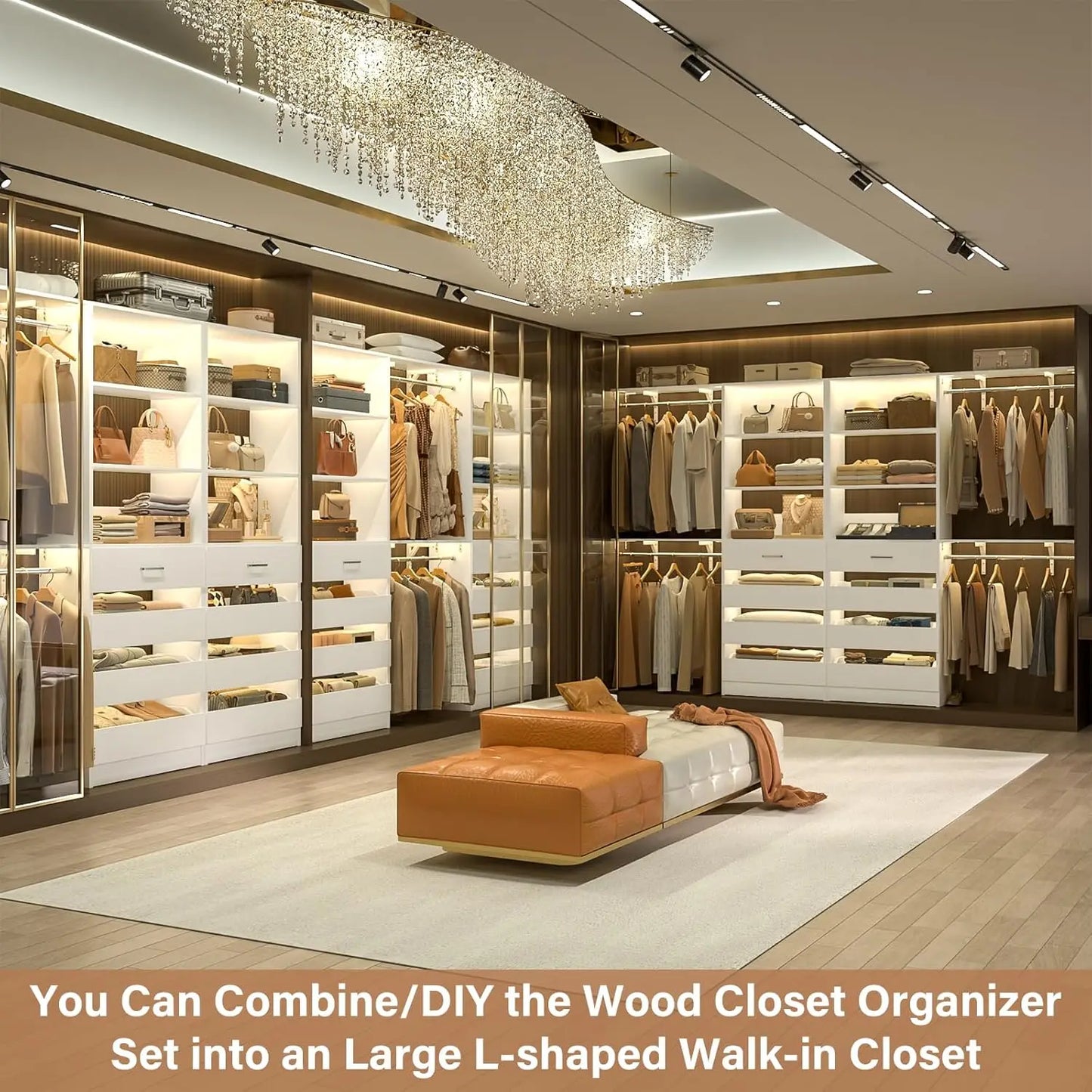 Aheaplus Closet System With 8 Wooden Drawers Organizer