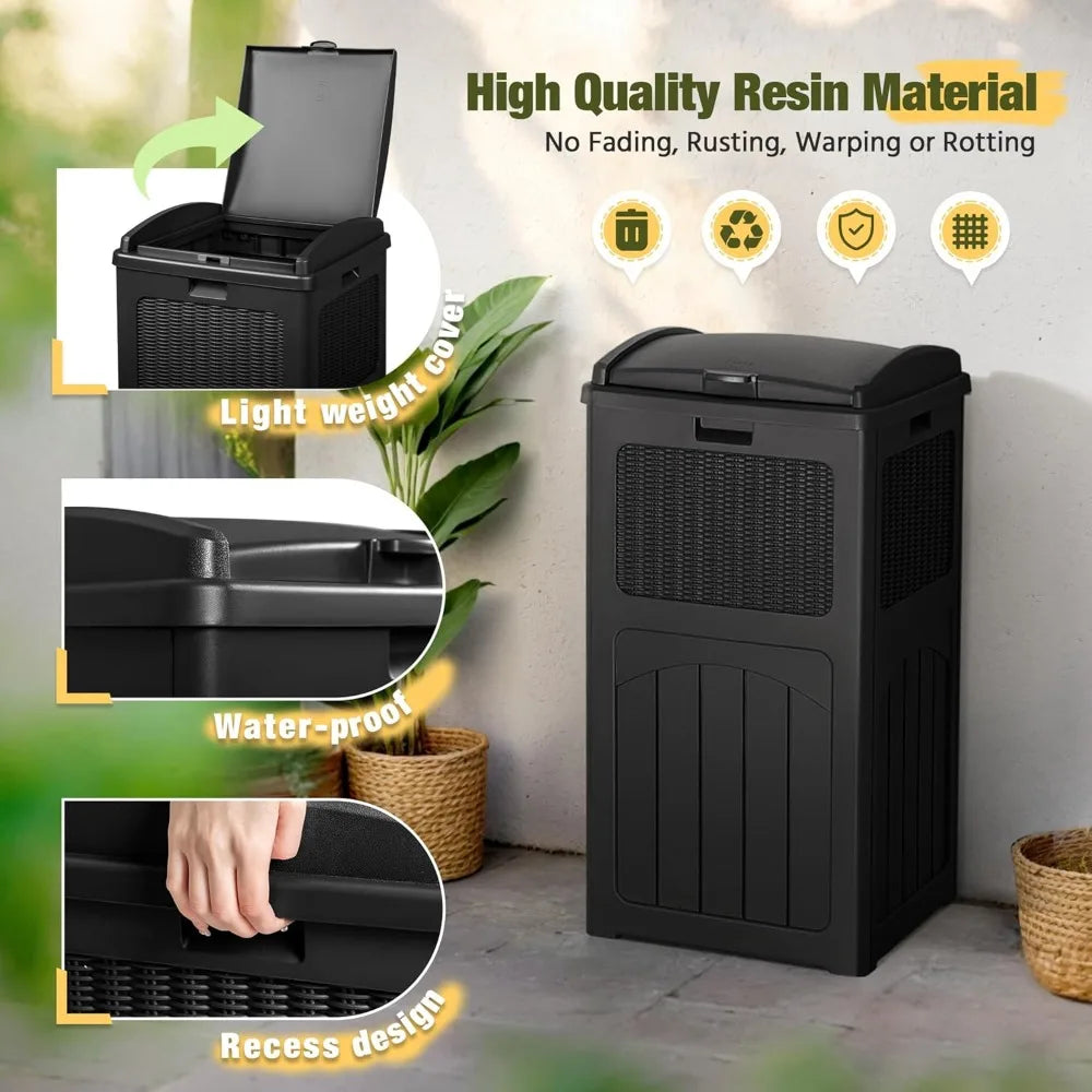 Hign-concerned Outdoor Dual Lid Resin Trash Bin Heavy Duty