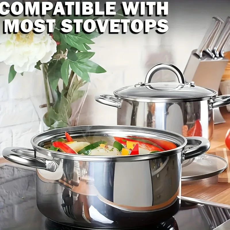 Stainless Steel Cookware Set Non Toxic With Stay Cool Handles Dishwasher Safe