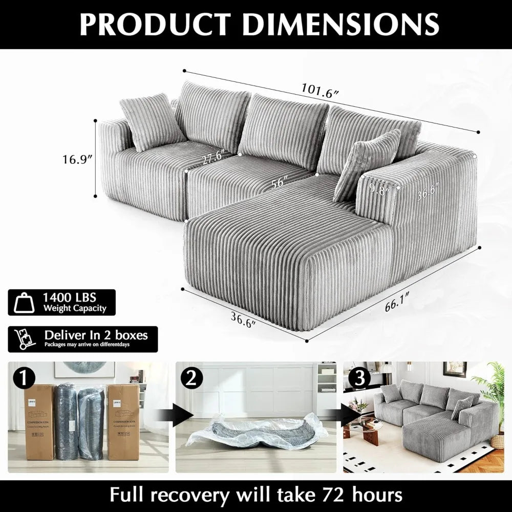 DAFIFY L Shaped Modular Sectional Sofa With Sleeper Chaise