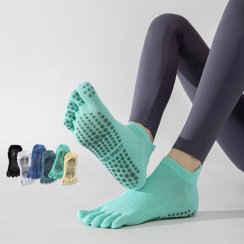 NONECN Full Toe Yoga Socks For Women Cotton Silicone Grip